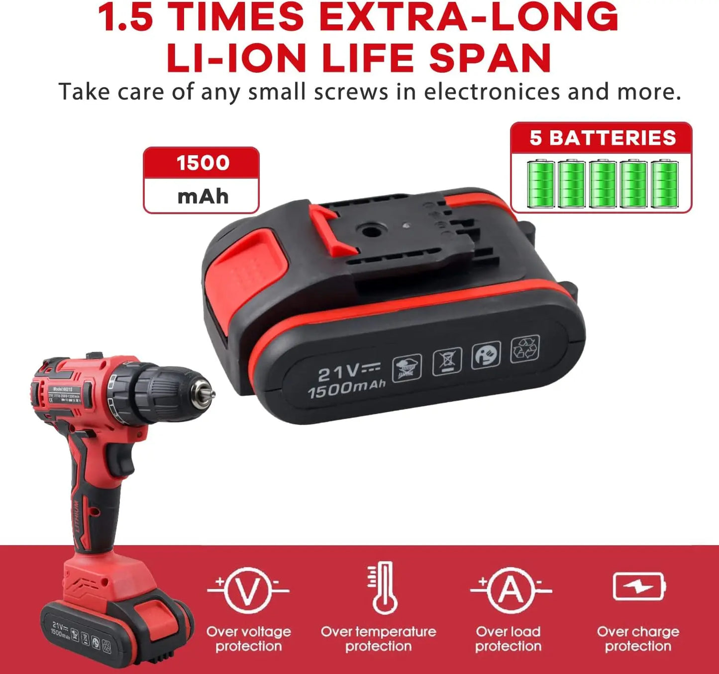 128pcs Tool Set with Power Drill, Cordless Hammer Drill Tool Kit 128Pcs Household Power Tools Drill Set with 21V Li-Ion Battery & Charger for Home Tool Kit，toolbox，bigtoolset
