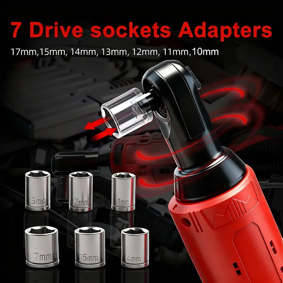 Electric Ratchet Wrench 3/8 Inch, 45Nm Cordless Right Angle Power Tool for Auto Repair
