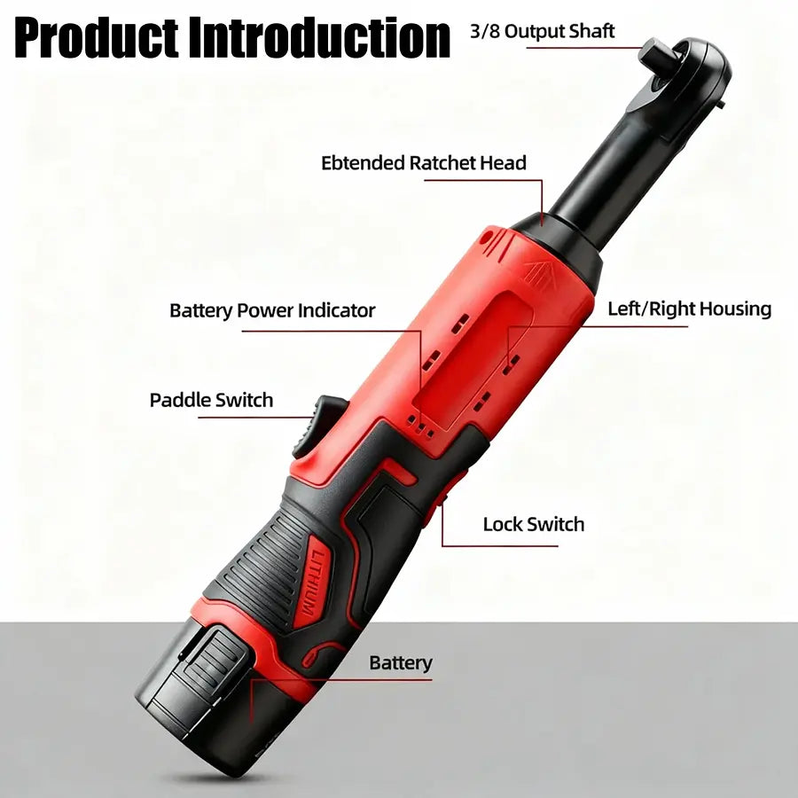 Electric Ratchet Wrench 3/8 Inch, 45Nm Cordless Right Angle Power Tool for Auto Repair