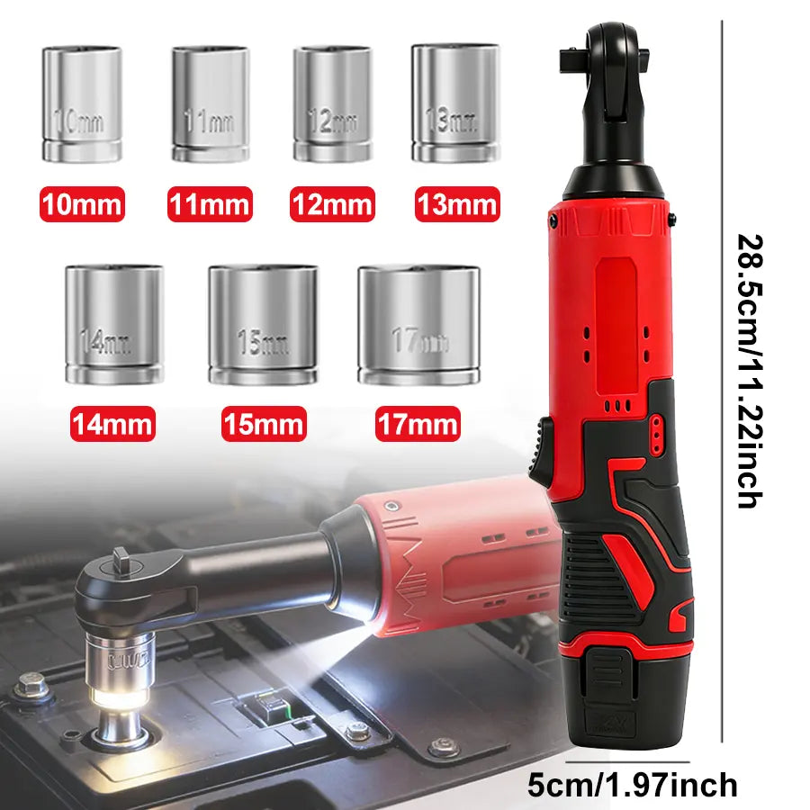 Electric Ratchet Wrench 3/8 Inch, 45Nm Cordless Right Angle Power Tool for Auto Repair