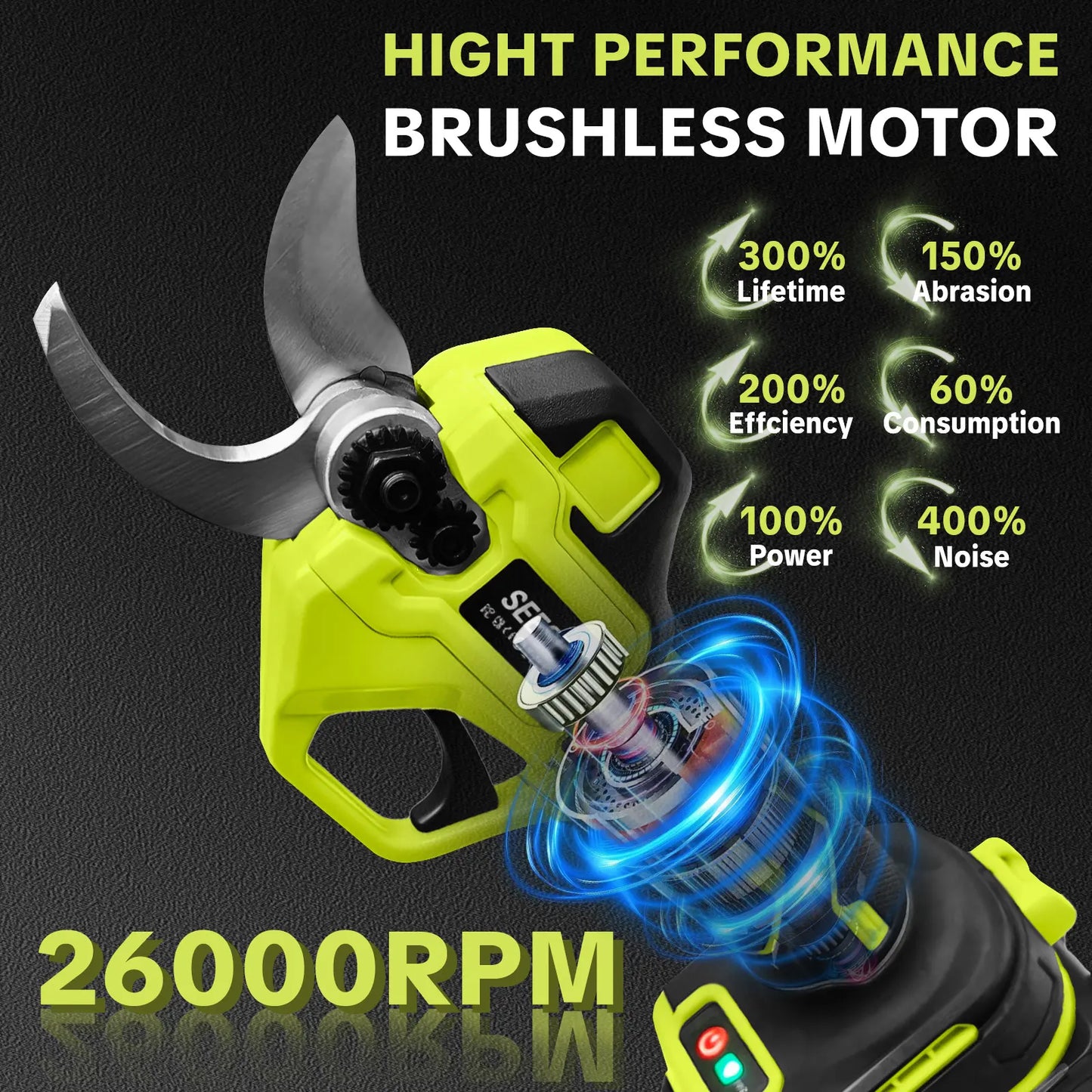 21V Cordless Electric Pruning Shears with 1.25" Cutting Capacity